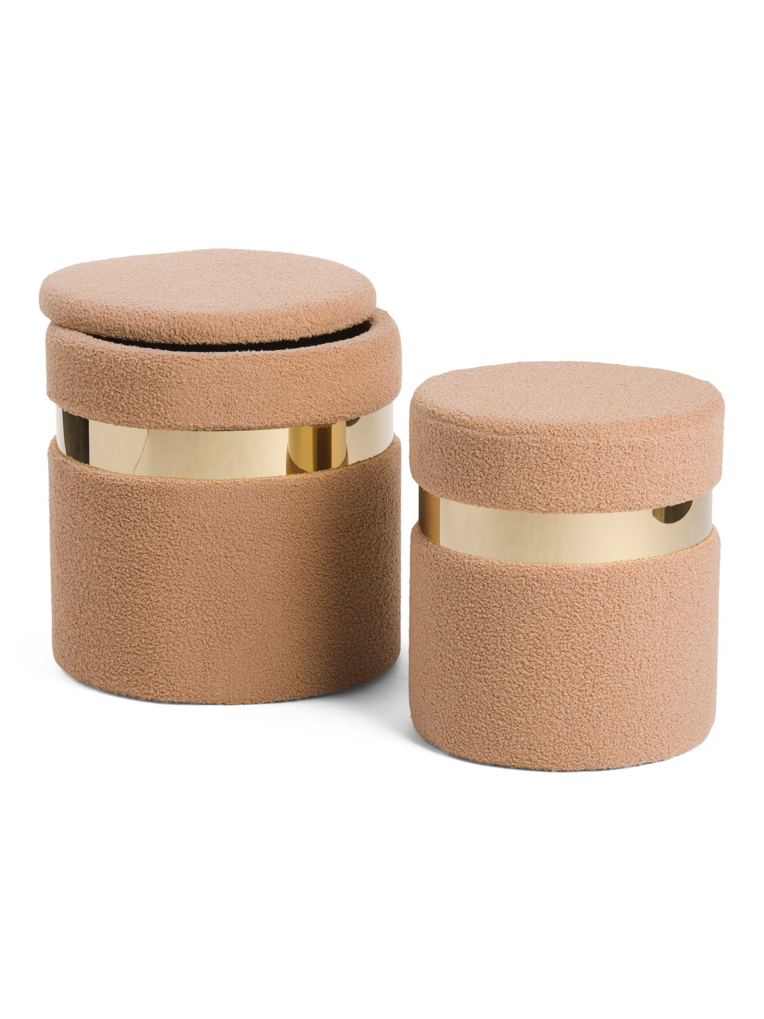 Set Of 2 Belted Boucle Storage Ottomans | TJ Maxx