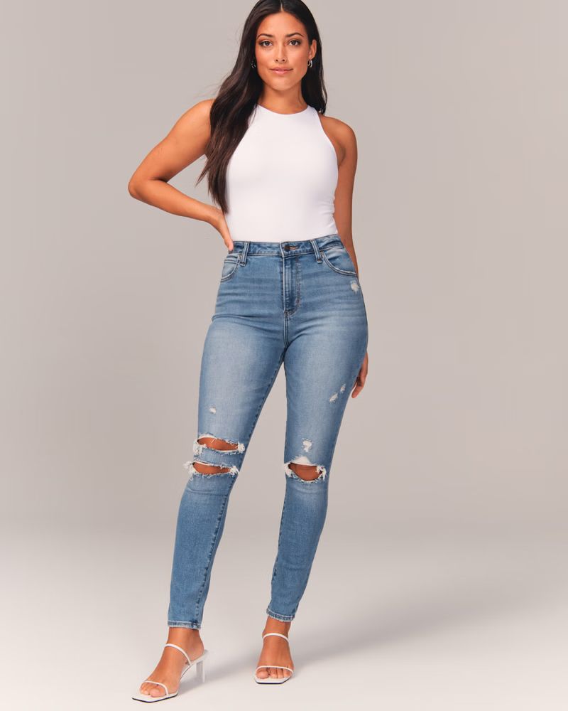 Curve Love High Rise Super Skinny Ankle Jeans | Abercrombie & Fitch (US)