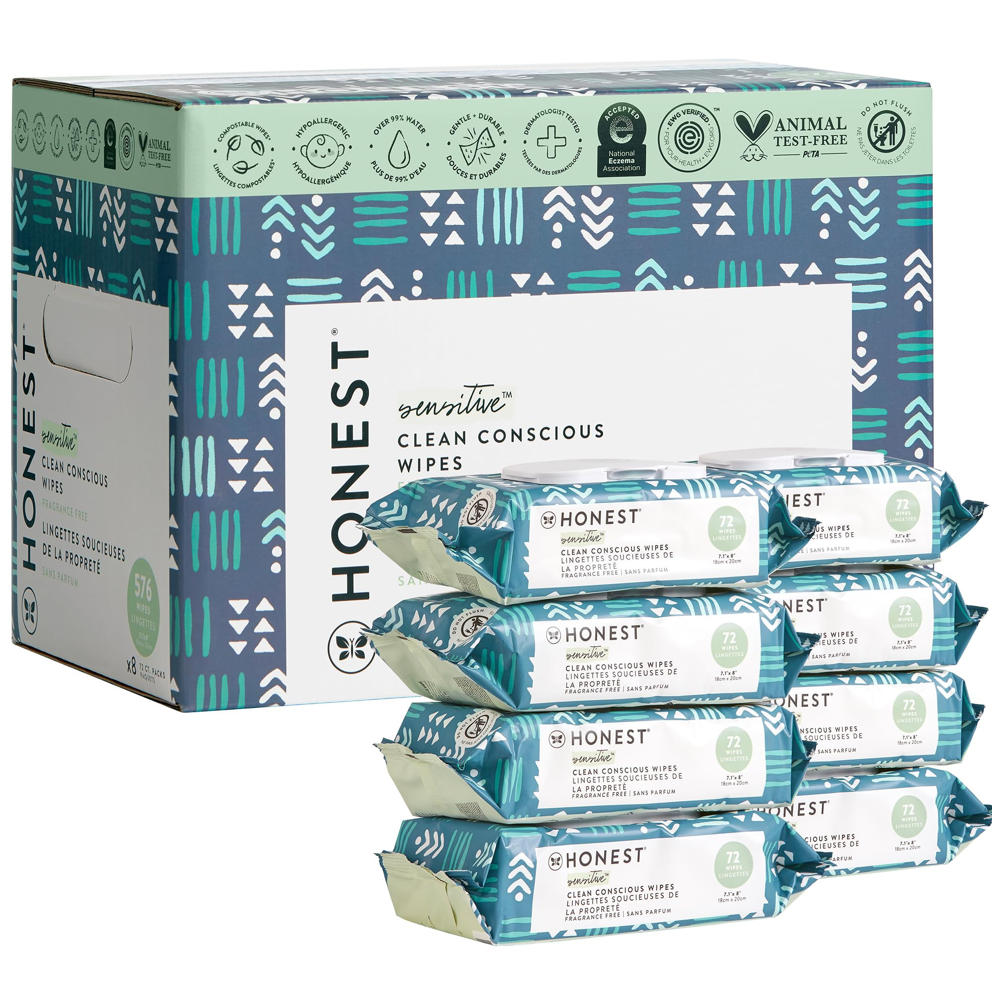 The Honest Company Clean Conscious Unscented Wipes | Over 99% Water, Compostable, Plant-Based, Ba... | Amazon (CA)