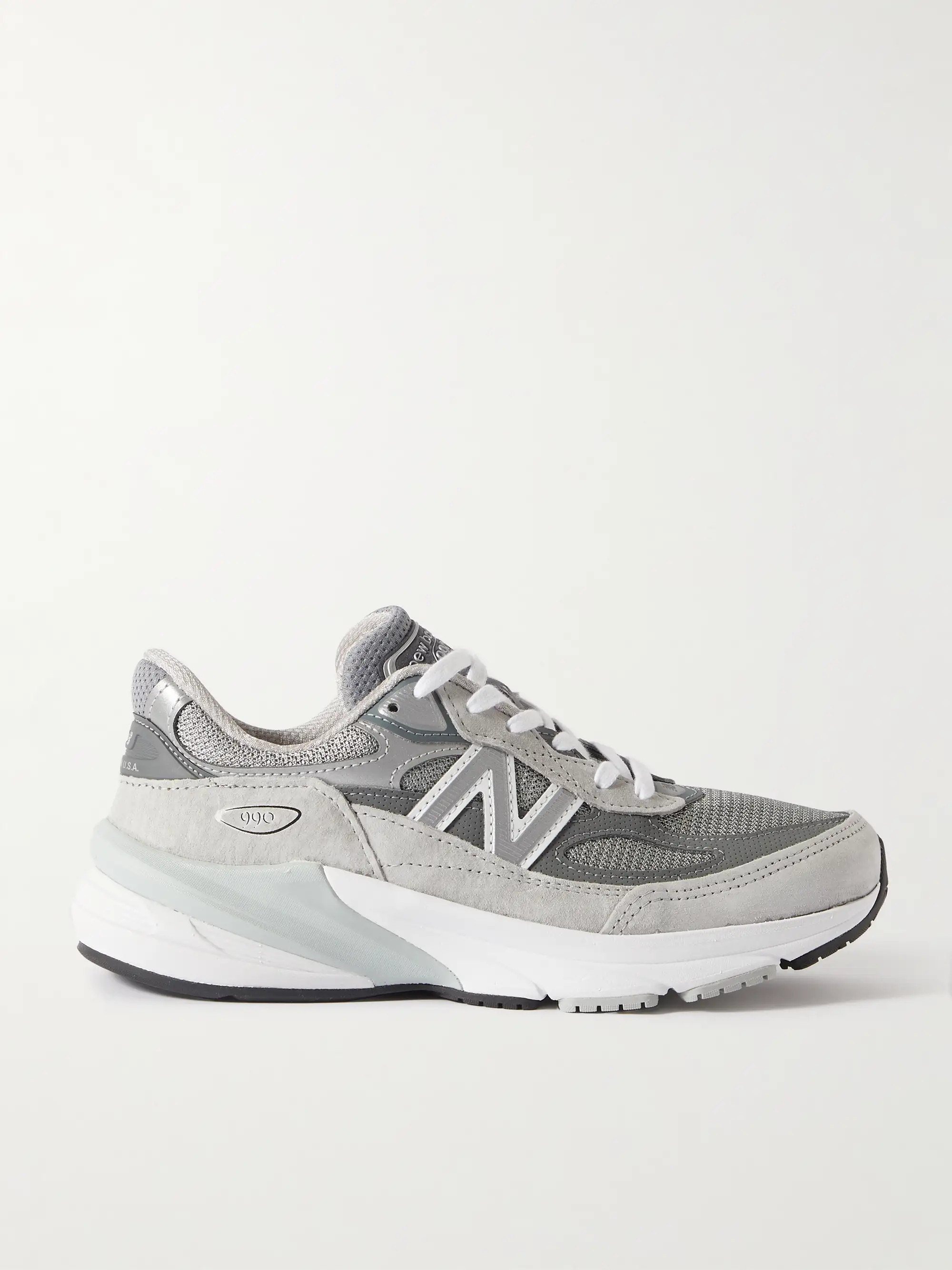 Made in USA 990V6 suede, leather and mesh sneakers | NET-A-PORTER (UK & EU)