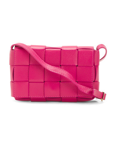 Made In Italy Leather Woven Flap Over Crossbody | TJ Maxx