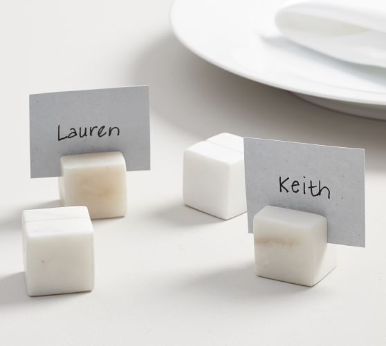 White Marble Cube Place Card Holders, Set of 4 | Pottery Barn (US)