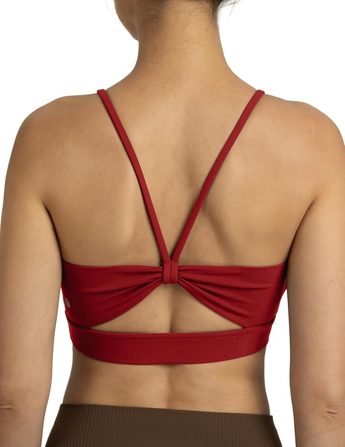 Colorfulkoala Women's Dreamlux Bowknot Strappy Sports Bras Light Impact Workout Yoga Tops | Amazon (US)