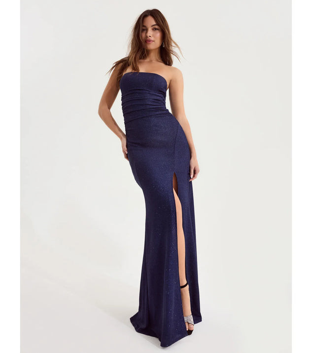 Lilly Sleeveless High-Slit Glitter Slim Dress | Windsor Stores