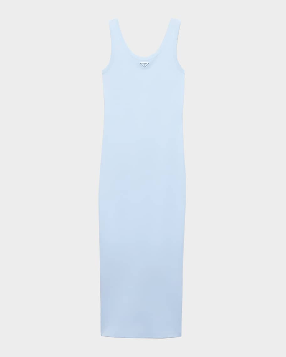 Prada Triangle Cotton Rib Knit Midi Tank Dress | Neiman Marcus