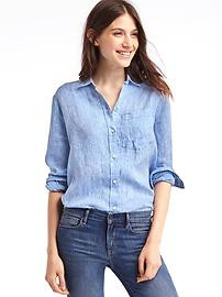 Linen oversize boyfriend shirt | Gap US