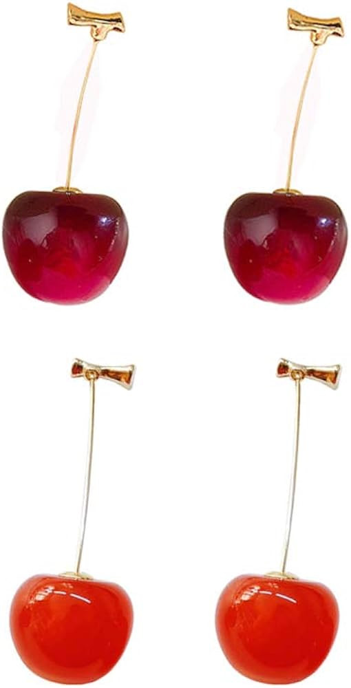 3D Red Cherry Drop Earrings Cute Fruit Gold Dangle Earrings Charm Jewelry Gift Earrings for Women | Amazon (US)