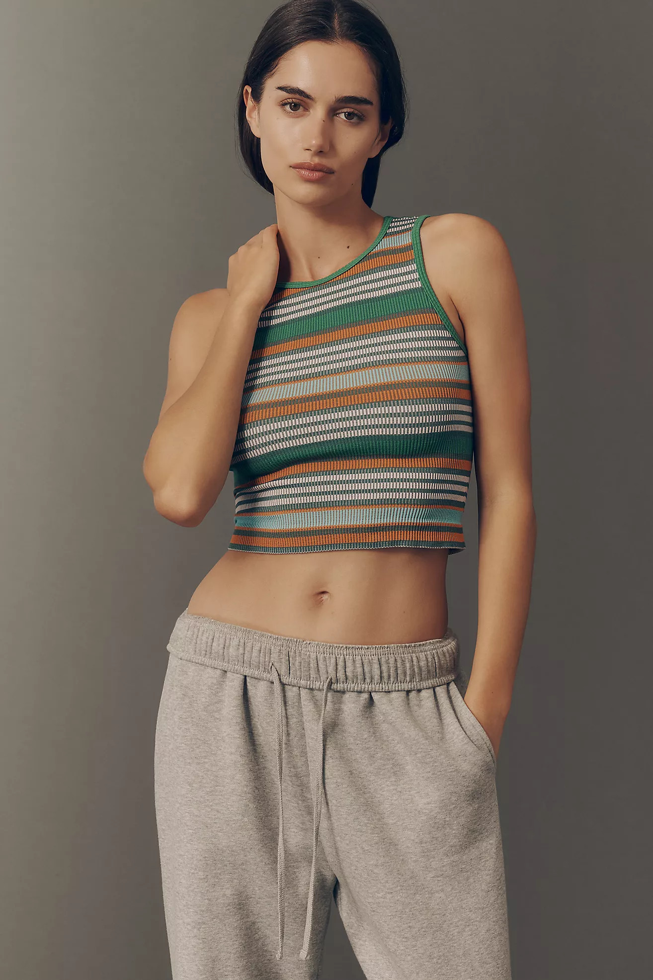 Reegan Crew-Neck Crop Racerback Seamless Tank Top: Striped Edition | Anthropologie (US)