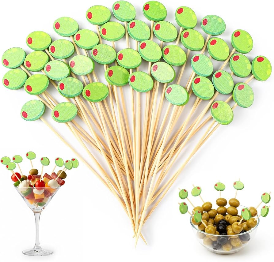 Tioncy 100 Pcs Green Olive Cocktail Picks 4.7 Inch Green Cocktail Toothpicks for Appetizers Decor... | Amazon (US)