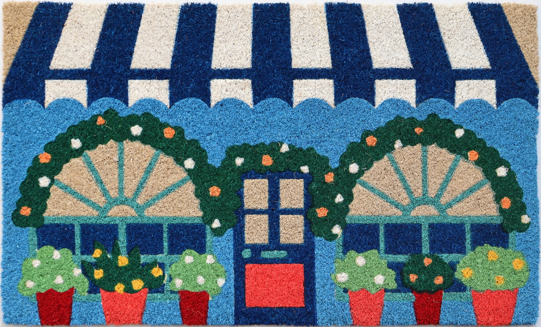 Mainstays 18"x30" Blue Flower Shop Coir Fiber Doormat | Walmart (US)
