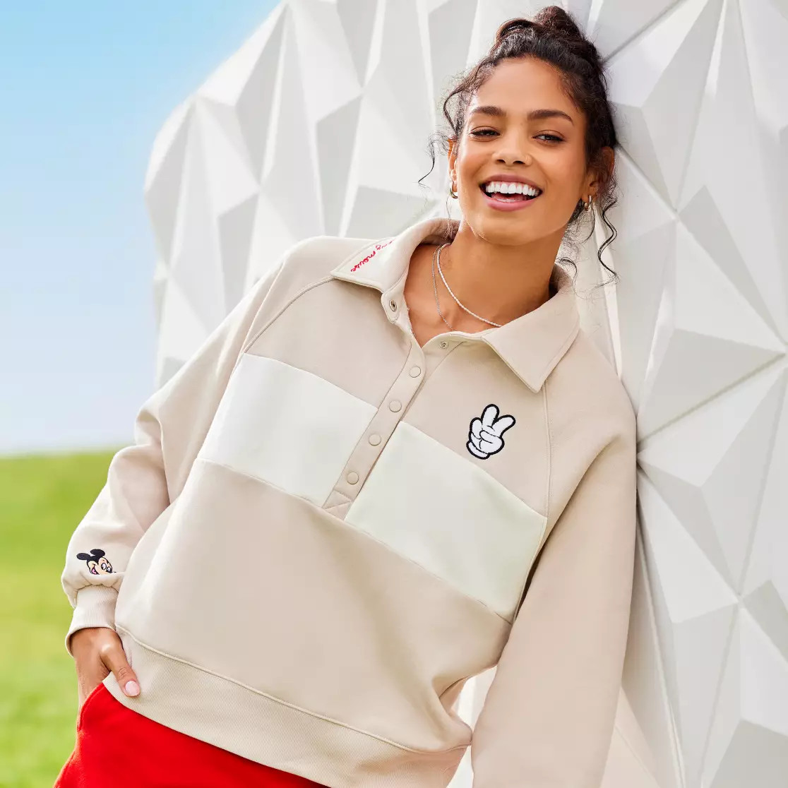 Mickey Mouse Peace Sign Sweatshirt for Women | Disney Store