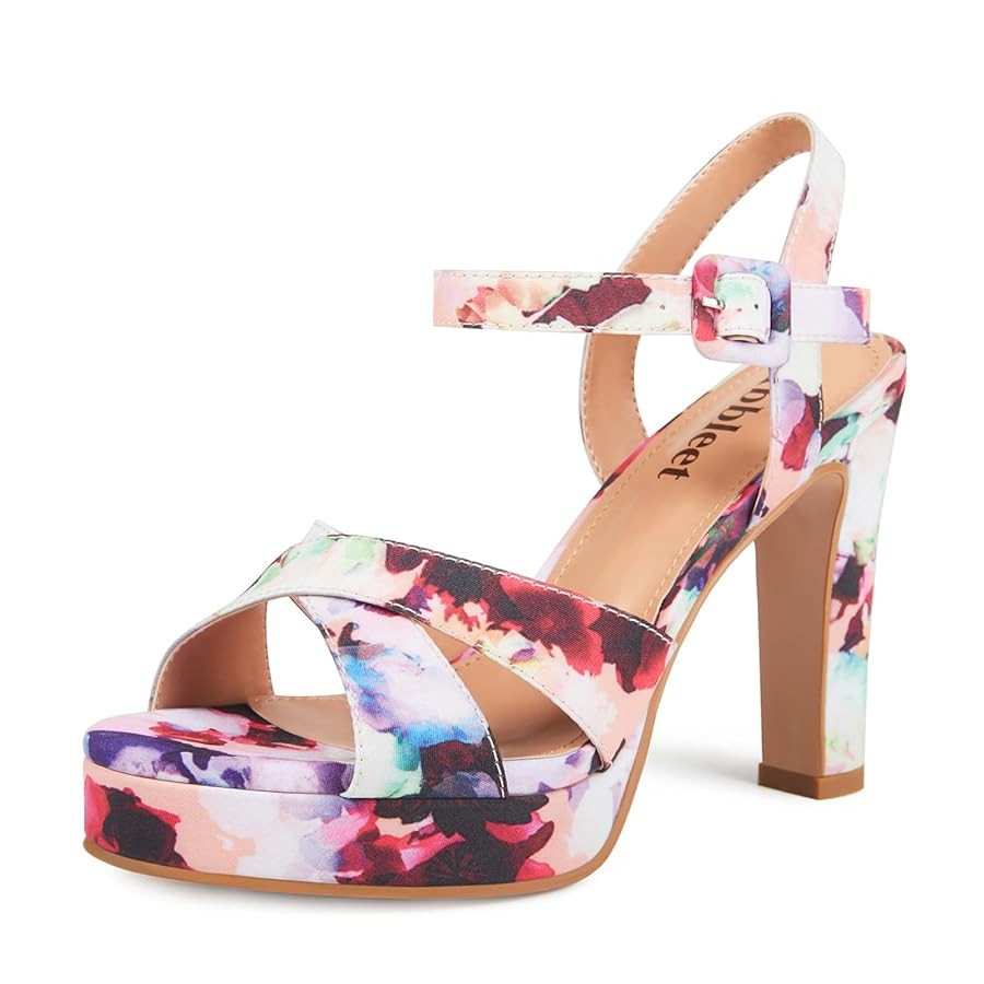 Platform High Heels for Women Strappy Chunky Heels Sandals for Women Open Toe Block Heeled Sandal... | Amazon (US)