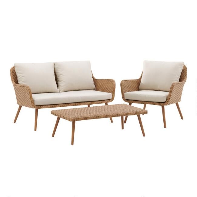 Oatmeal All Weather Wicker Simona Outdoor Seating Collection | World Market