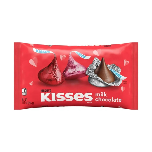 Hershey's Kisses Milk Chocolate Valentine's Day Candy, Bag 10.1 oz - Walmart.com | Walmart (US)
