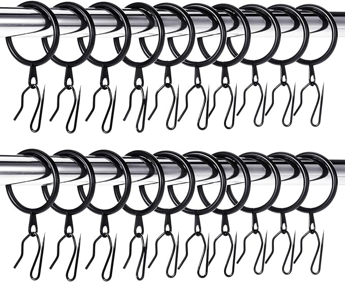 Hotop 60 Pieces 1.26 Inch Metal Drapery Curtain Rings Curtain Hanging Rings and 60 Pieces Metal D... | Amazon (US)