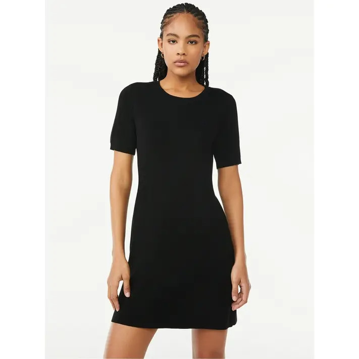 Free Assembly Women's Sweater Mini Dress with Short Sleeves - Walmart.com | Walmart (US)