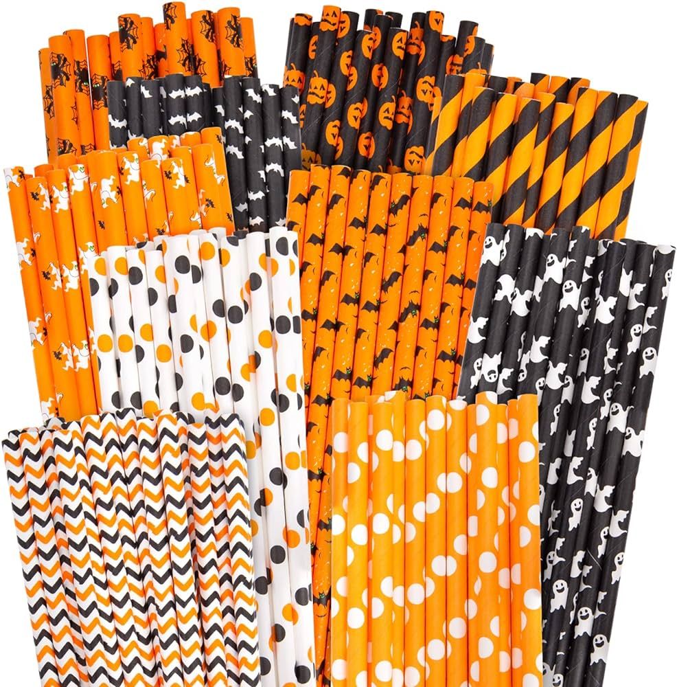 HAKSEN 220PCS Halloween Paper Straws, Paper Drinking Straws Bulk Halloween Paper Straws for Decor... | Amazon (US)