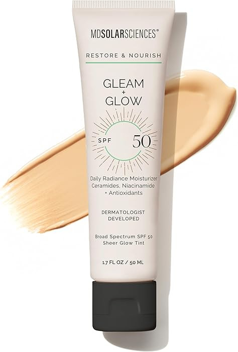 MDSolarSciences Gleam + Glow Sunscreen SPF 50 | Sheer Glow Tinted Moisturizer with Broad Spectrum... | Amazon (US)