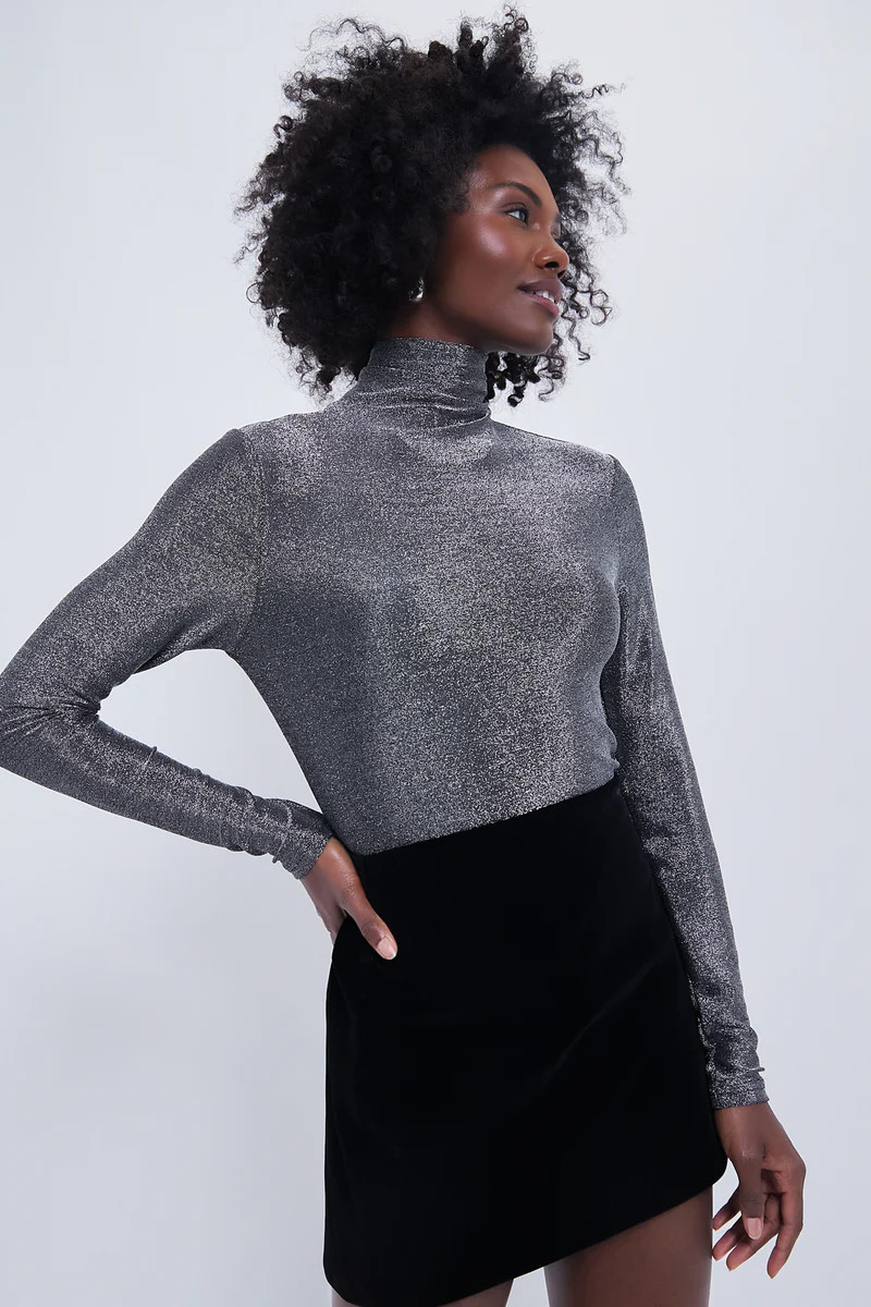 Silver Metallic Ellory Turtleneck | Tuckernuck (US)