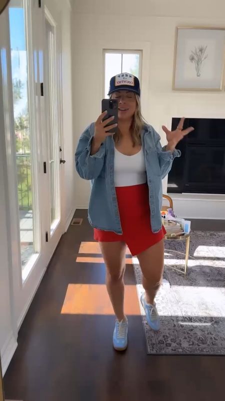 My favorite skort in red for 4th of July! Love this red, white and blue outfit idea. 

Summer style, 4th of July, red white and blue outfits 

#LTKFindsUnder50 #LTKStyleTip #LTKFindsUnder100