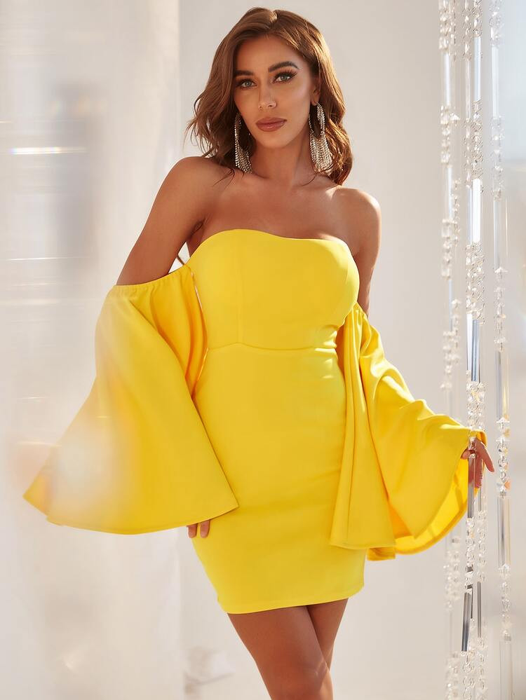 Off Shoulder Flounce Sleeve Dress | SHEIN
