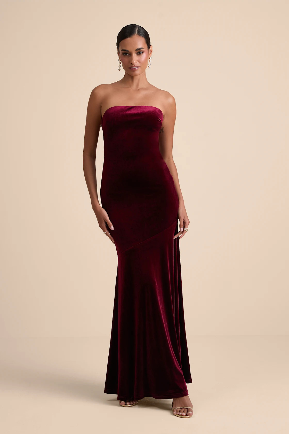 Mesmerizing Elegance Red Velvet Back Bow Maxi Dress | Lulus