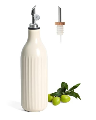 FE FUN ELEMENTS Olive Oil Dispenser Bottle, 19 oz Oil Dispenser for Kitchen and Vinegar Dispenser Bottle, Suitable for Vinegar, Coffee Syrups & Other Liquids, Off White | Amazon (US)