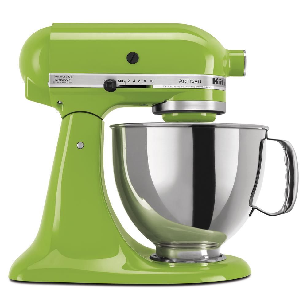 KitchenAid Artisan 5 Qt. 10-Speed Green Apple Stand Mixer with Flat Beater, 6-Wire Whip and Dough... | The Home Depot