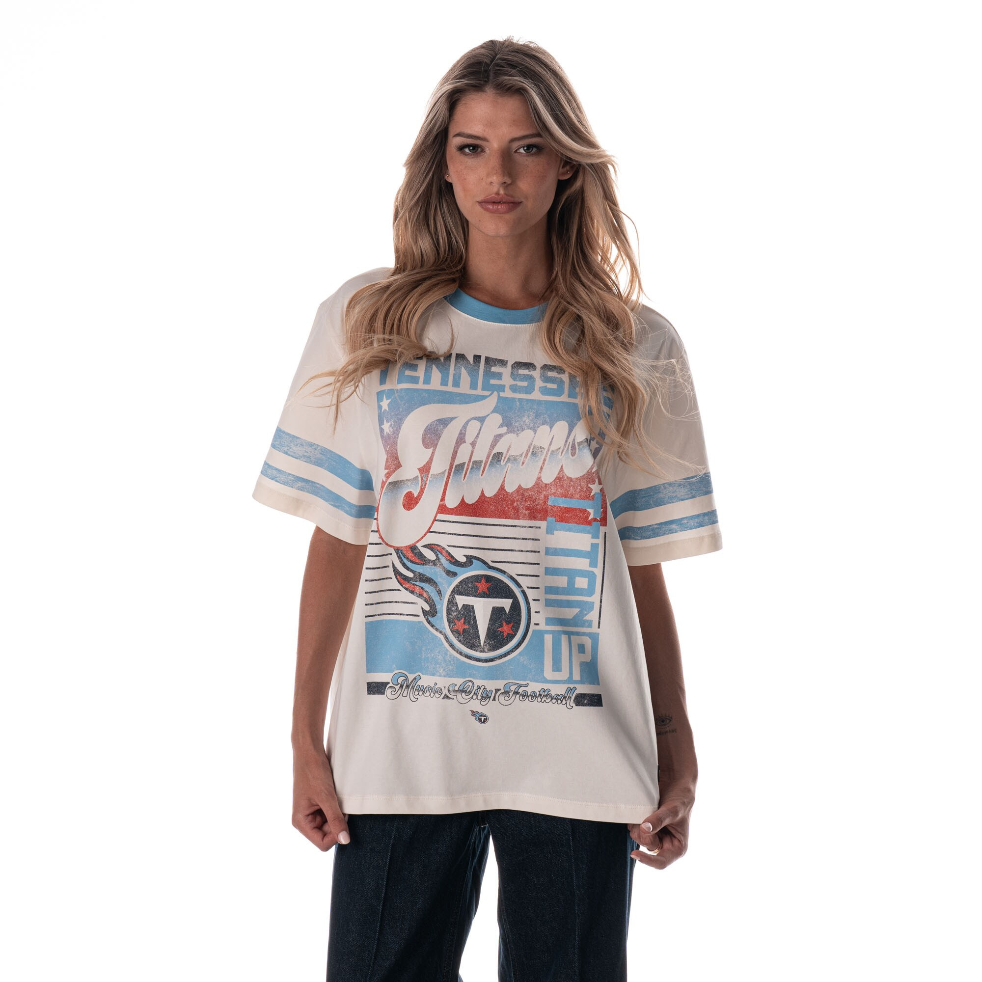 Tennessee Titans The Wild Collective Women's Vintage Drop Shoulder Oversized Boyfriend T-Shirt - ... | Fanatics