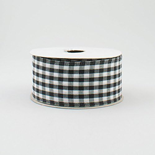 2.5" Wide Gingham Check Wired Ribbon Black & White (10 Yards) | Amazon (US)