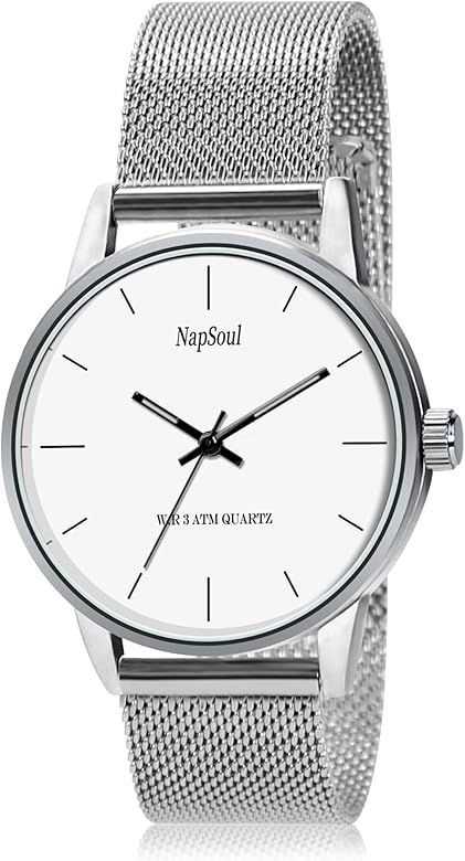 NapSoul Women 36mm Adjustable Band Big Face Simple Minimalist Sleek Casual Dress Wrist Watch | Amazon (US)