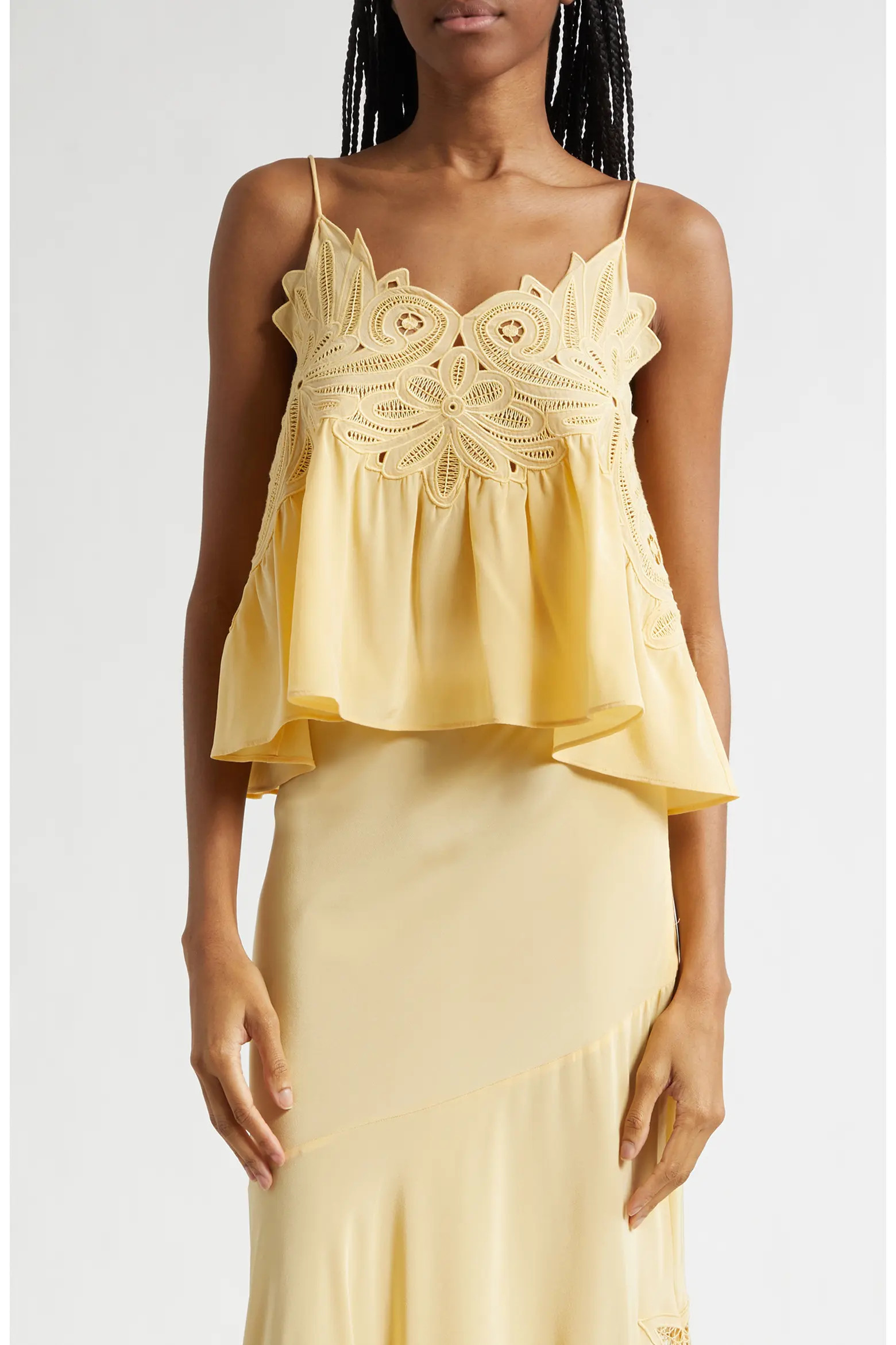 Rosie Lace Appliqué Silk Tank (Women) | Nordstrom | Nordstrom