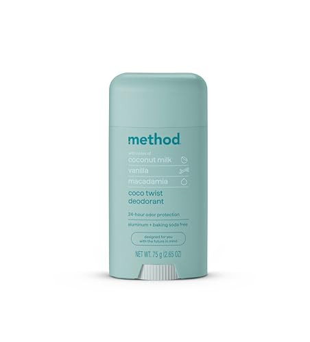 Method Deodorant, Coco Twist, Coconut Milk, Avocado + Macadamia Oil notes, 24 Hour Odor Protection, 2.65 oz | Amazon (US)