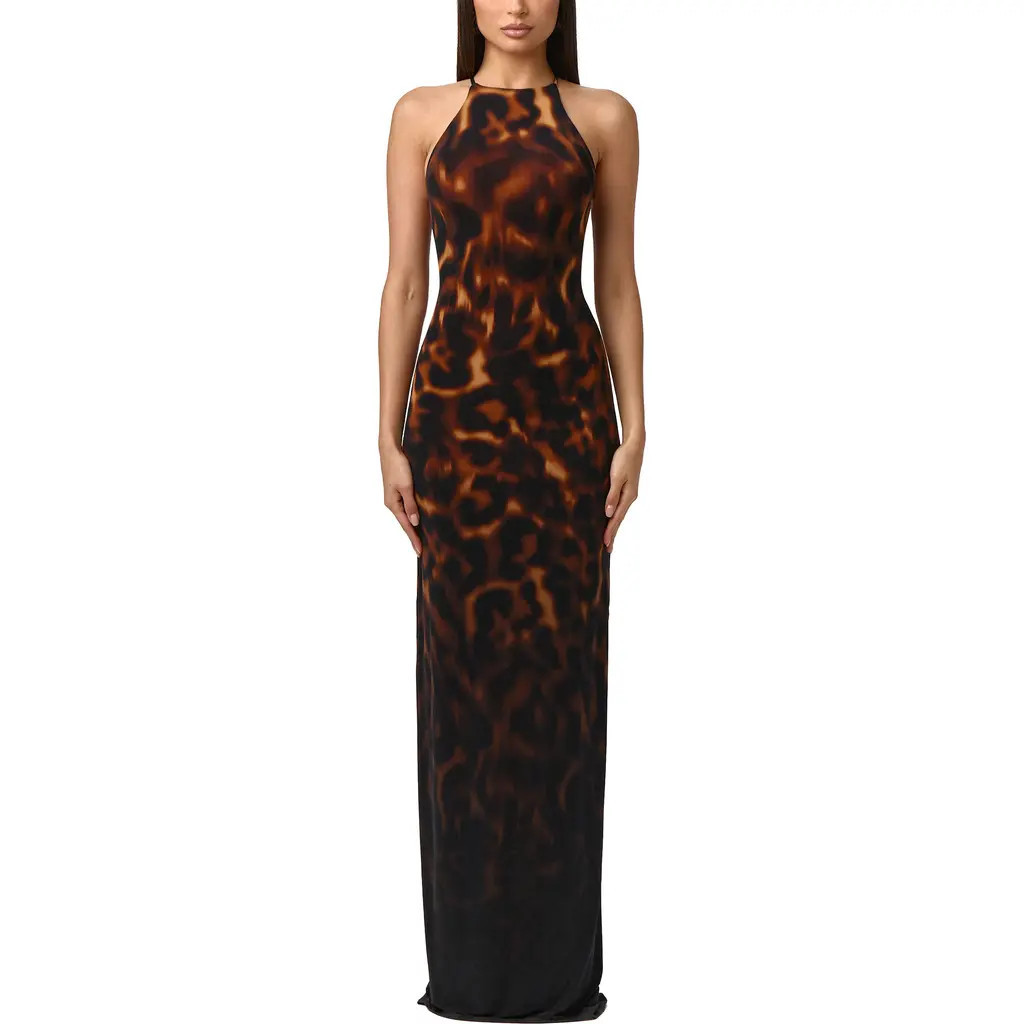 Naked Wardrobe Tortoiseshell Print Maxi Dress at Nordstrom, Size Large | Nordstrom