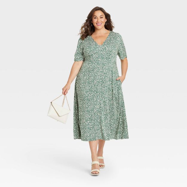 Women's Plus Size Short Sleeve Button-Front Dress - Ava & Viv™ | Target