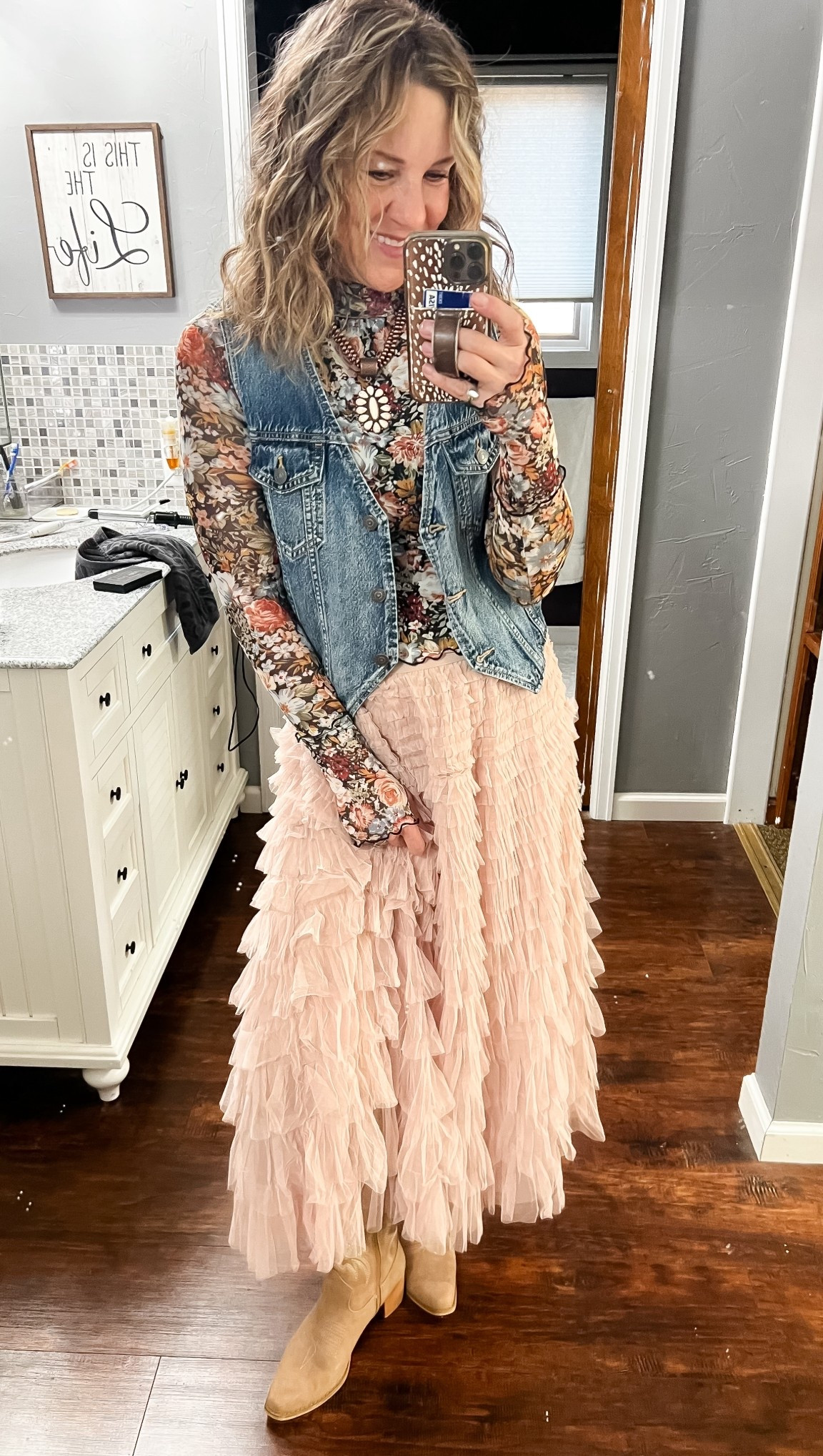 It’s been a minute since I did one of these, this was my Christmas Eve outfit. I’ve had the skirt for months but hadn’t quite had the place to wear it. Lots of colors! It looks great with a white tank in the summer too! #skirt #dressy #tulleskirt #westernstyle

#LTKgrwm #LTKSaleAlert #LTKOver40