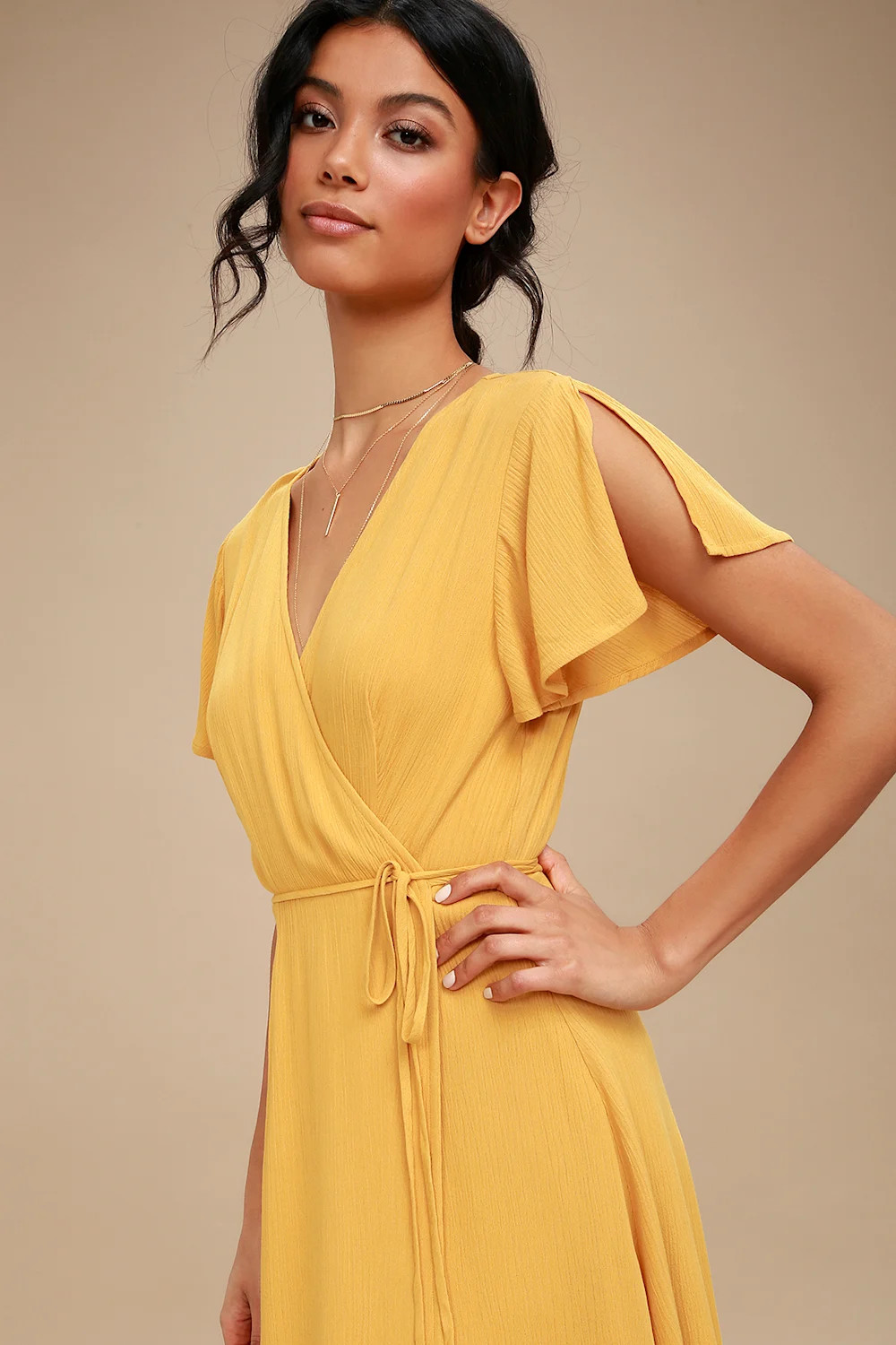 Harbor Point Mustard Yellow Wrap Dress | Lulus (US)