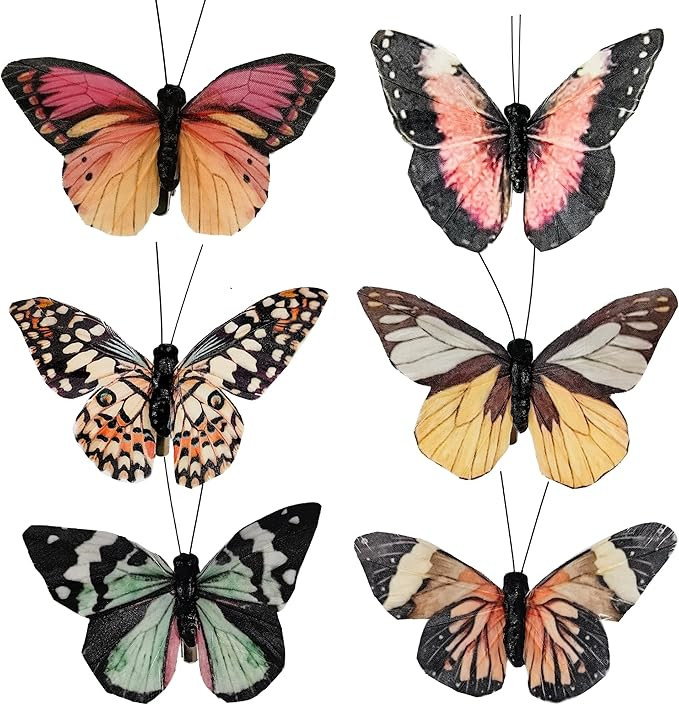 Cartanfill- Artificial Feather Simulation Butterfly Party Decoration Set, a Set of 12 Pieces with... | Amazon (US)
