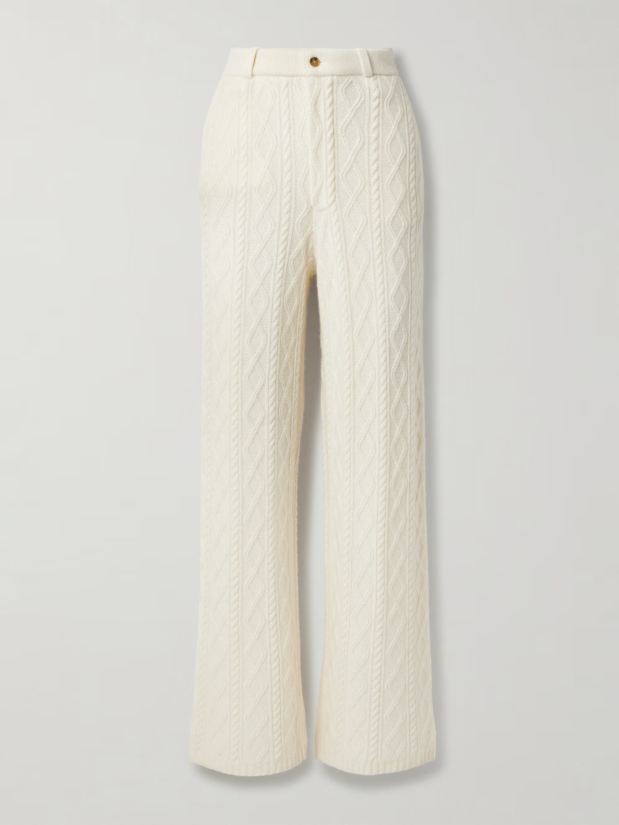 Cable-knit wool and cashmere-blend straight-leg pants | NET-A-PORTER (UK & EU)