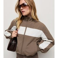 Women's Brown Colour Block Zip Front Windbreaker Jacket New Look | New Look (UK)
