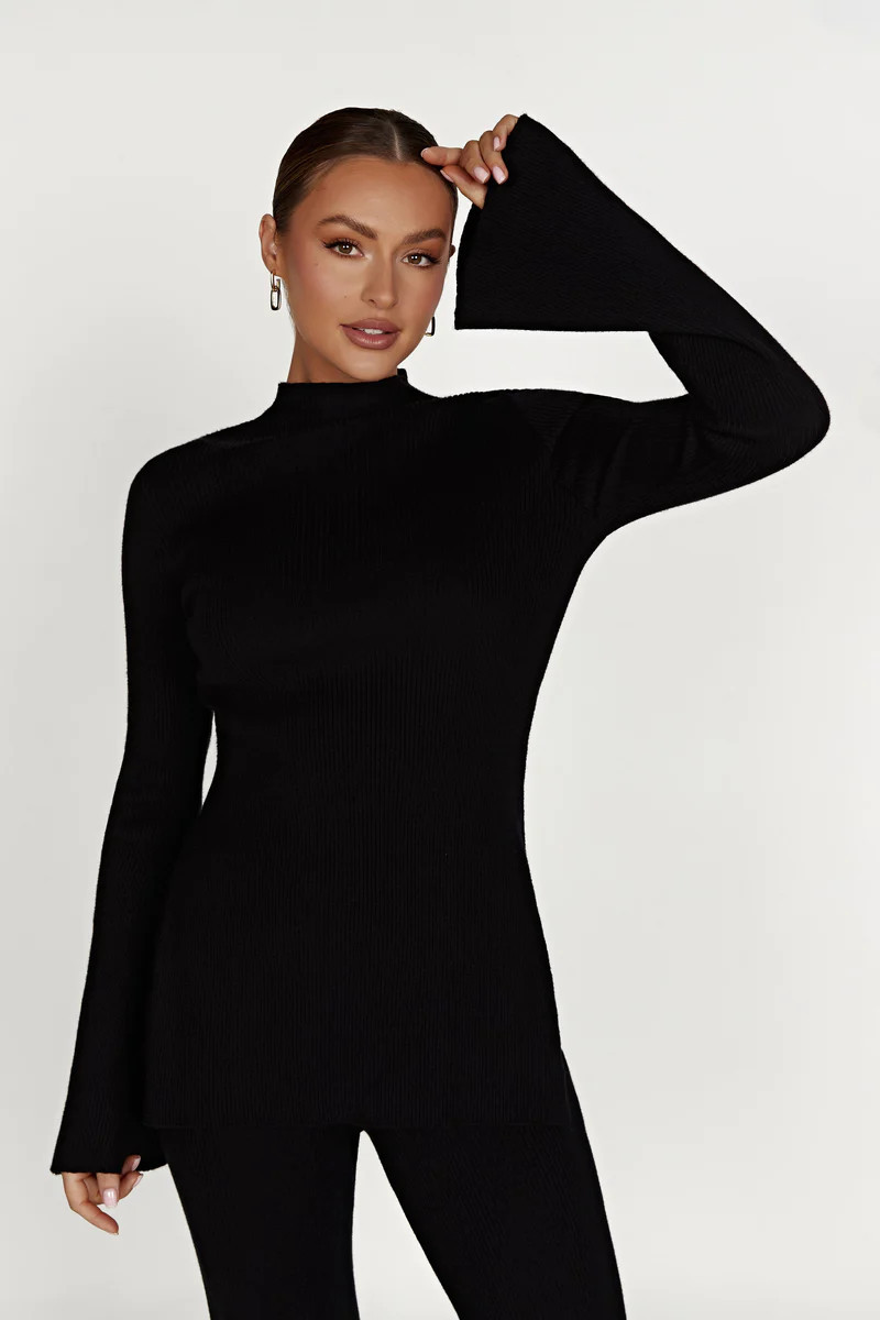 Jovie Oversized Knit Jumper - Black | MESHKI US