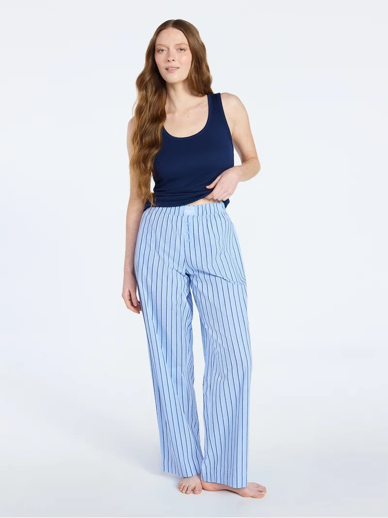 Joyspun Women's Poplin Sleep Pants, 30'' Inseam, Sizes XS-3X | Walmart (US)