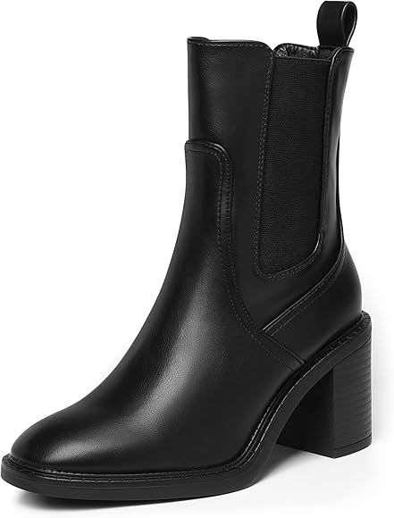 DREAM PAIRS Women's Chelsea Pointed Toe Boots Elastic Chunky Heel Ankle Booties Shoes | Amazon (US)