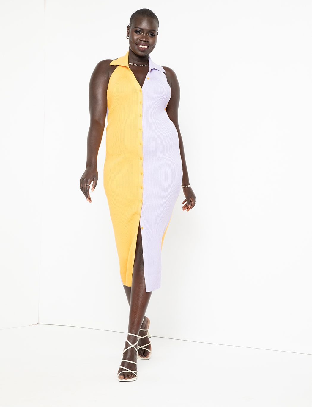 Colorblocked Halter Sweater Dress | Women's Plus Size Dresses | ELOQUII | Eloquii
