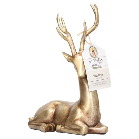 My Texas House Sitting Deer Christmas Decoration, Gold, 11" | Walmart (US)