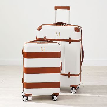 Striped Leather Carry-On Luggage | Mark and Graham