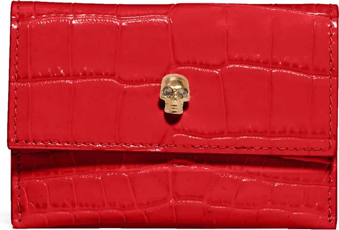 Croc Embossed Leather Card Holder | Nordstrom