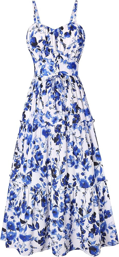 GRACE KARIN 2026 Women's Spaghetti Vacation Sundress Summer Beach Flowy Boho Floral Maxi Dresses ... | Amazon (US)