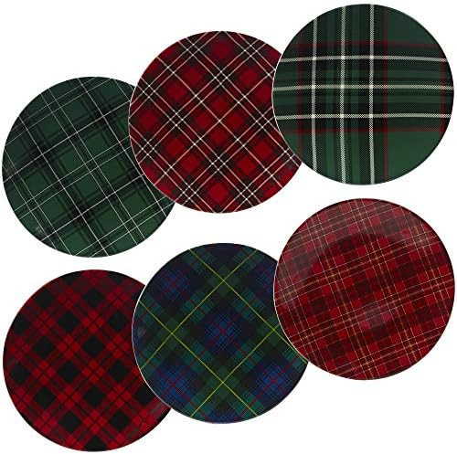 Certified International 22925SET6 Christmas Plaid 10.75" Dinner Plate, Set of 6 Assorted Designs,... | Amazon (US)