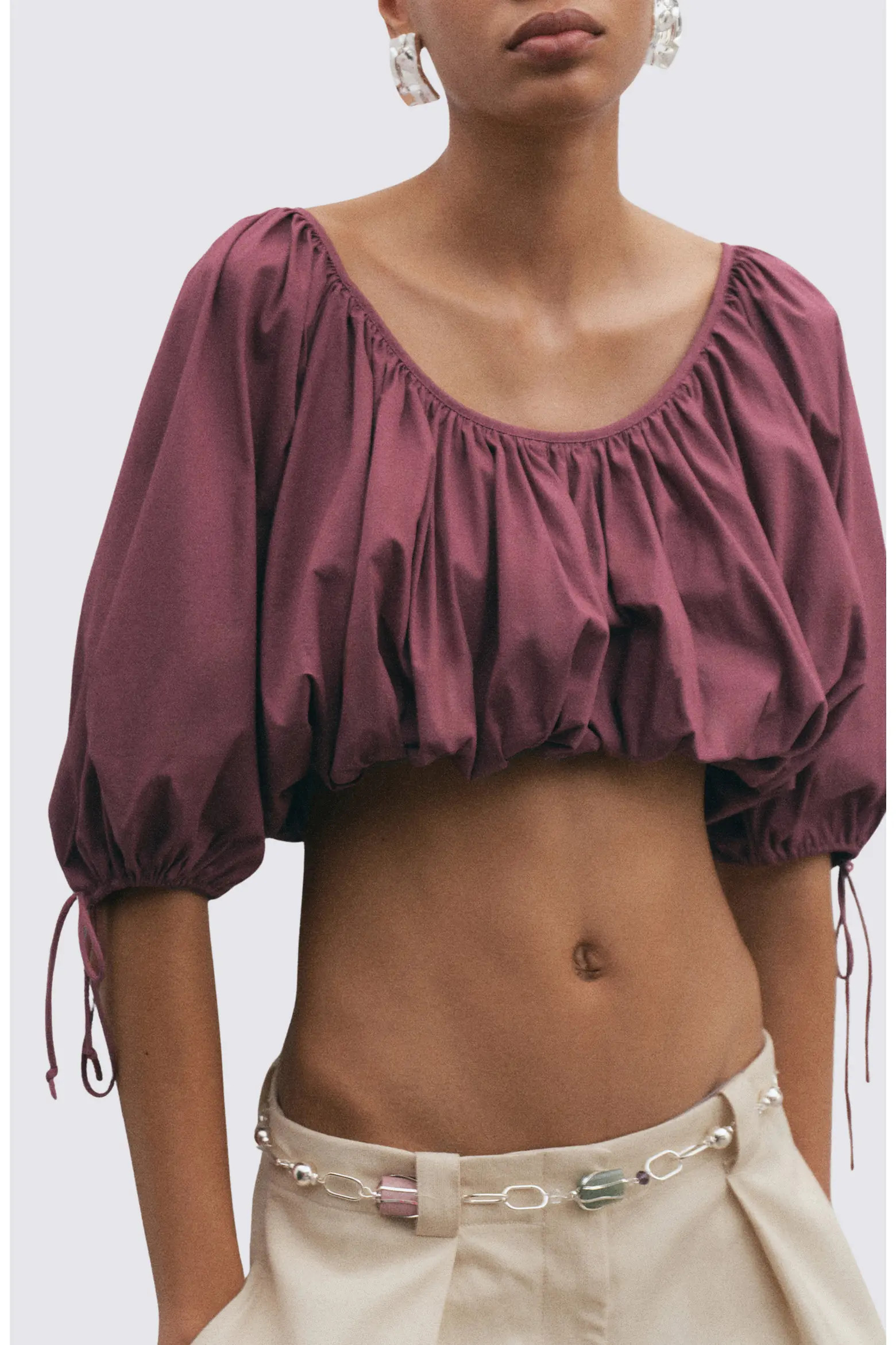 Blusa Bambino Puff Sleeve Crop Cotton Blend Top (Women) | Nordstrom | Nordstrom